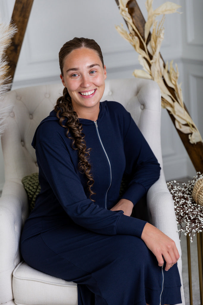 modest zipper long sleeve dress
