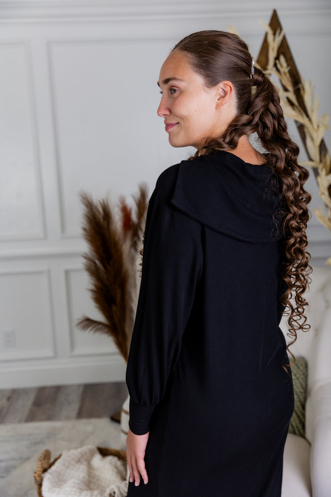 modest zipper long sleeve dress