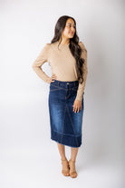 Nuggles® Kyliee top —long sleeve, high neck, puff shoulder modest style.