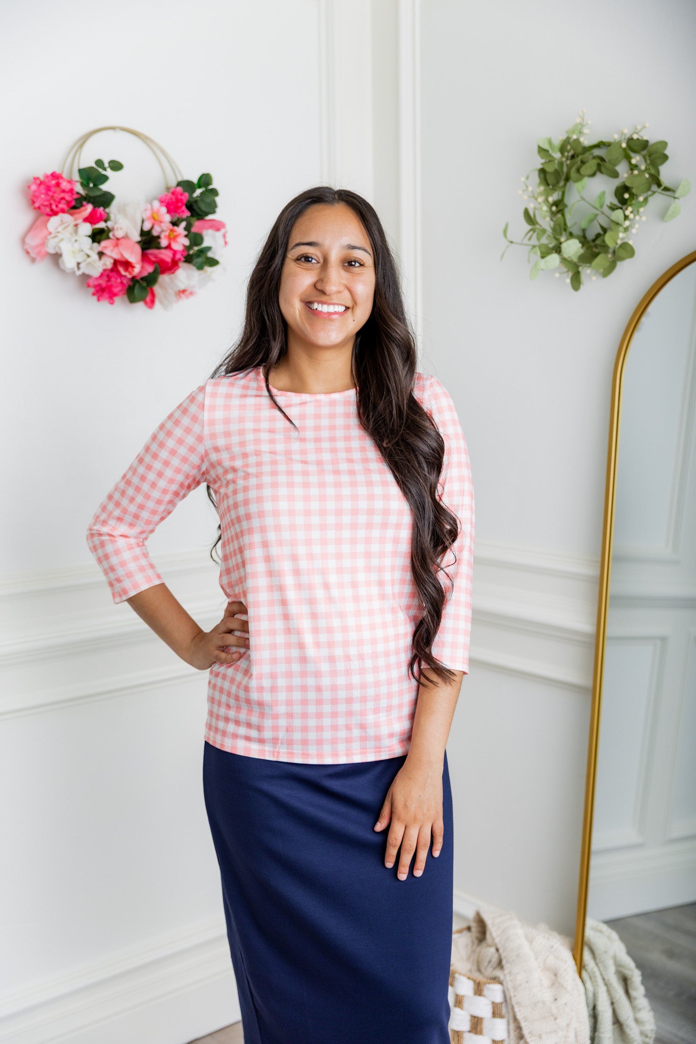 Relaxed Essential Tee styled with a modest skirt