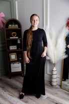 Model wearing our Nuggles® maxi layering dress.