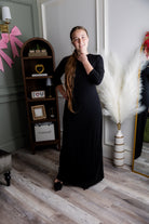 Model wearing our Nuggles® maxi layering dress.