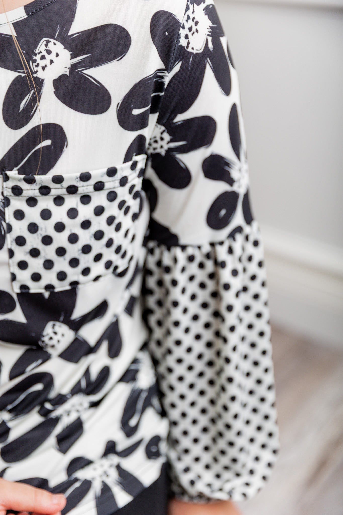 Nuggles® Gianna Top styled with pencil skirt, modest fashion outfit idea for women.