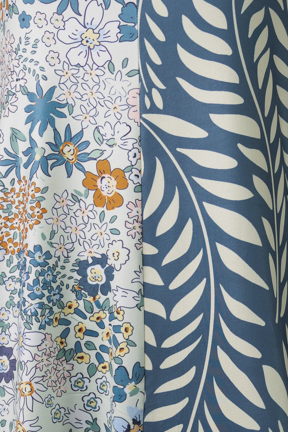Detail shot of a flower and leaf fabric. 