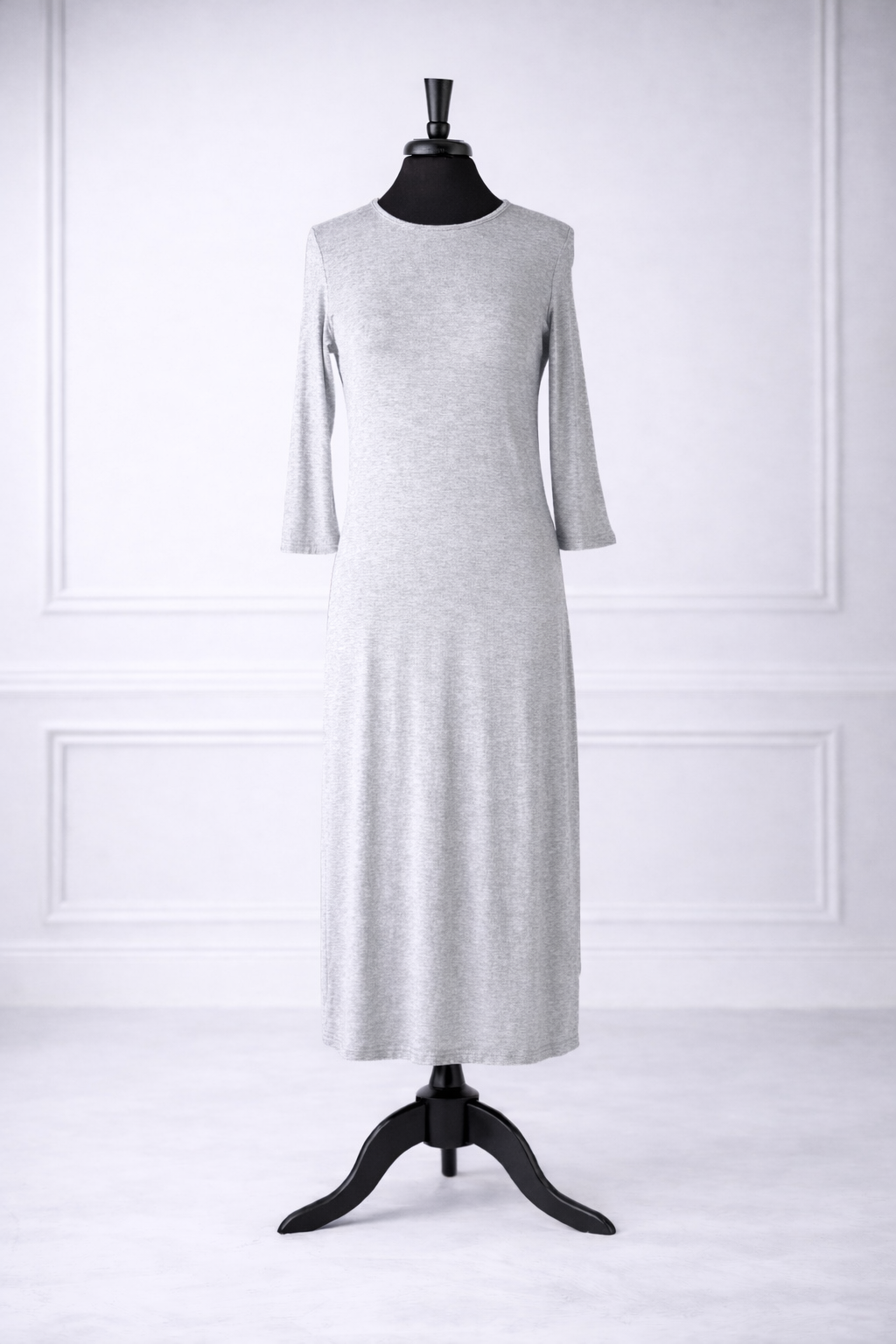 Front view of Nuggles®  Original Midi Layering Dress in Light Heather Grey