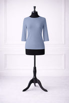 Front view of Nuggles® Essential 3/4 sleeve tee in Blue Pearl