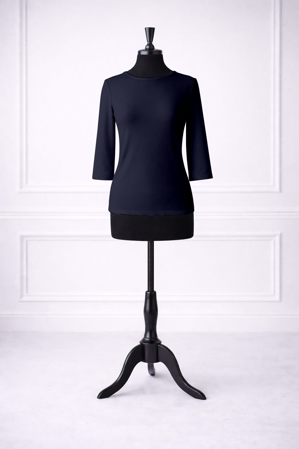 Front view of Nuggles® Essential 3/4 sleeve tee in Navy