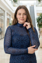 Model wearing Nuggles®  Mesh Tee in Evening Bloom
