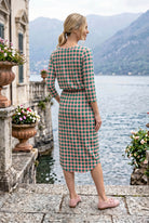 Harper Jane Dress in Evergreen Check, breathable rayon-blend modest midi in green gingham