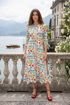 Model wearing Nuggles® Gracie Dress in Garden Stripe