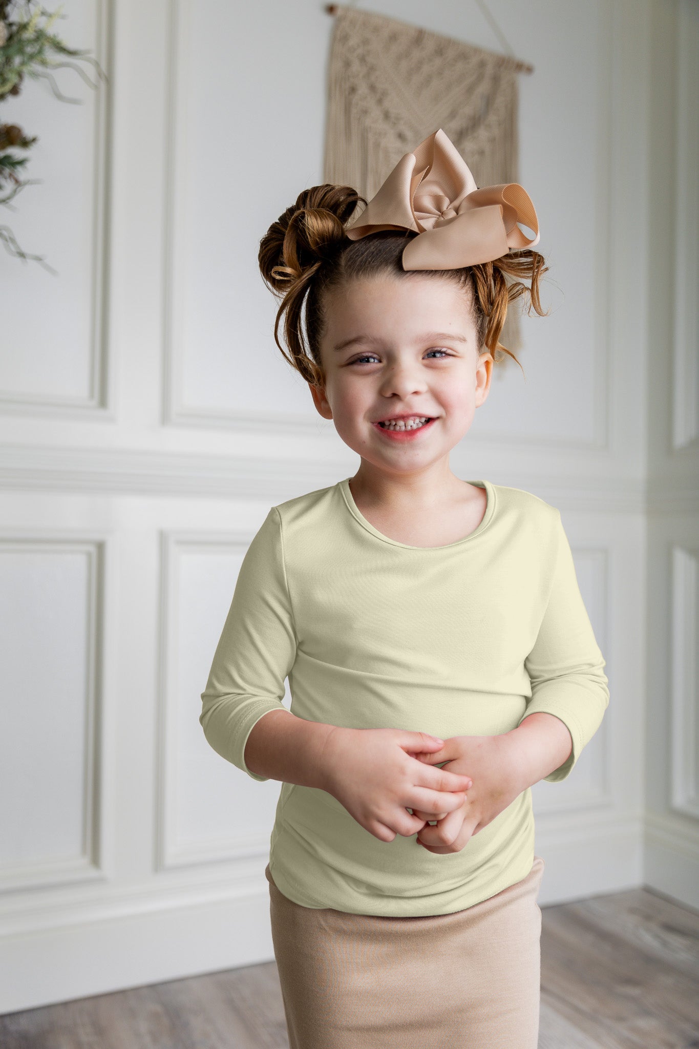 Modest girls essential tee from Nuggles® – soft cotton 3/4 sleeve layering shirt for everyday comfort and coverage