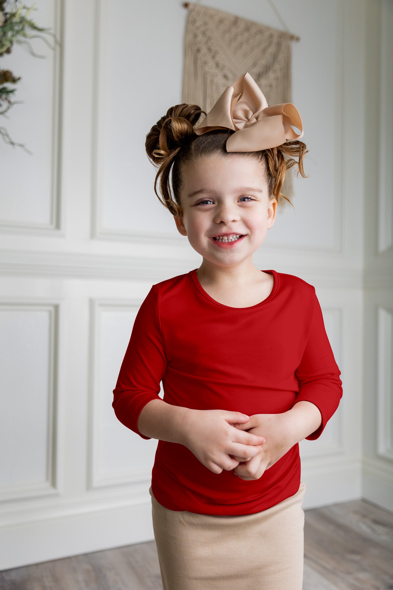 Modest girls essential tee from Nuggles® – soft cotton 3/4 sleeve layering shirt for everyday comfort and coverage