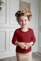 Modest girls essential tee from Nuggles® – soft cotton 3/4 sleeve layering shirt for everyday comfort and coverage