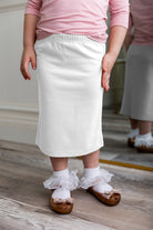 girls modest midi length solid skirts