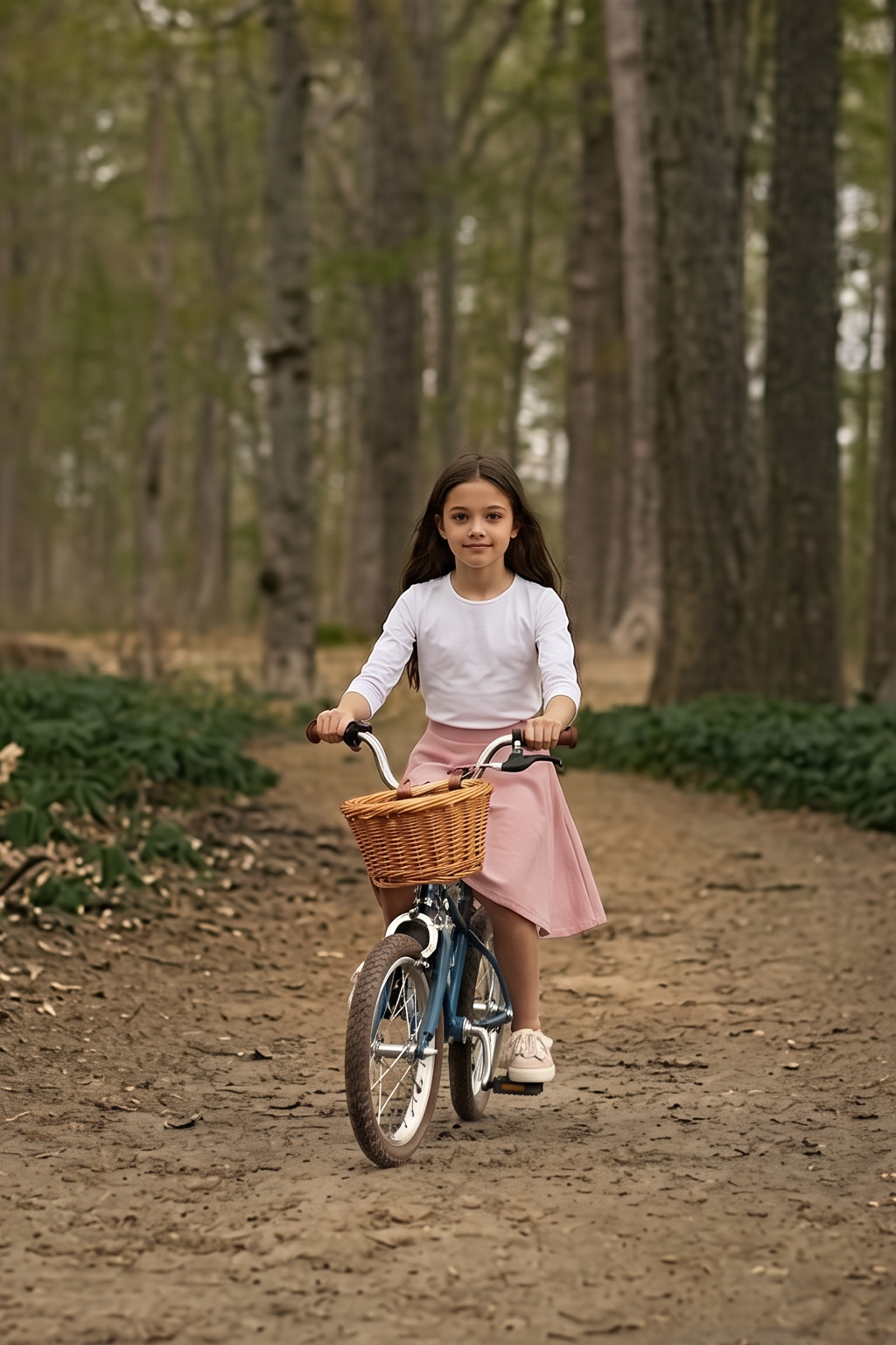 Model wearing Nuggles®  Girl's Athleisure Skirt in Dusty Pink
