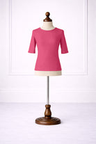 Front view of Nuggles®  Girls Essential 3/4 sleeve tee in Hot Pink