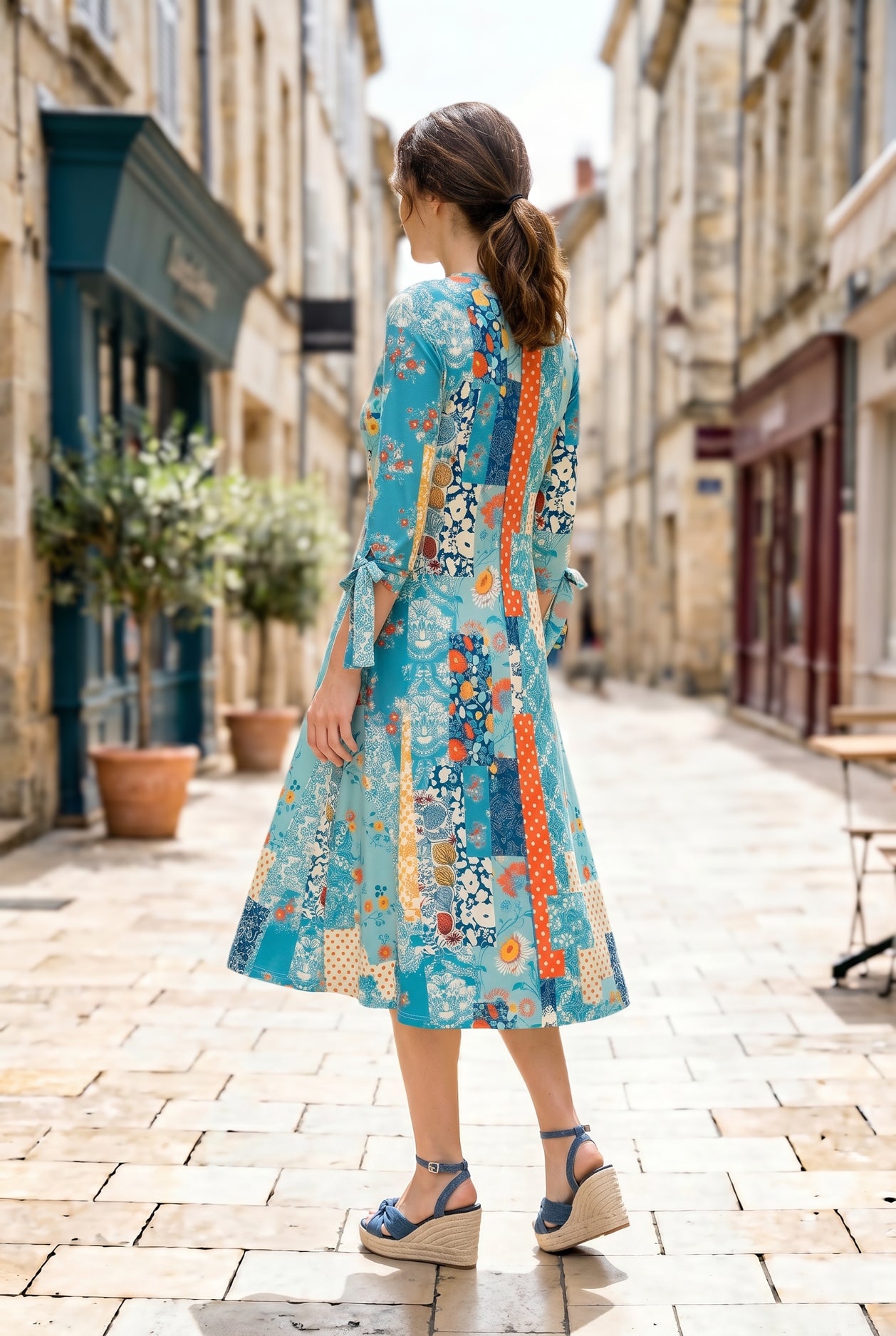Model wearing Nuggles®  Hazel Dress in Blue Bird
