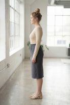Model wearing Nuggles® 27" Classic Skirt in  Heather Gray