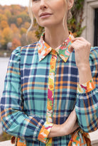 Model wearing Nuggles®  Leila Dress in Highland Paid
