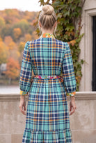 Model wearing Nuggles®  Leila Dress in Highland Paid