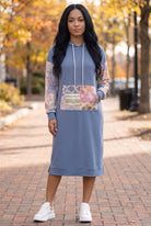 Model wearing Nuggles®  Hoodie Dress in Boho Mosaic
