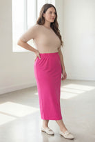 Model wearing Nuggles® 34" Classic Skirt in Hot Pink