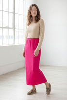 Model wearing Nuggles® 36" Classic Skirt in Hot Pink
