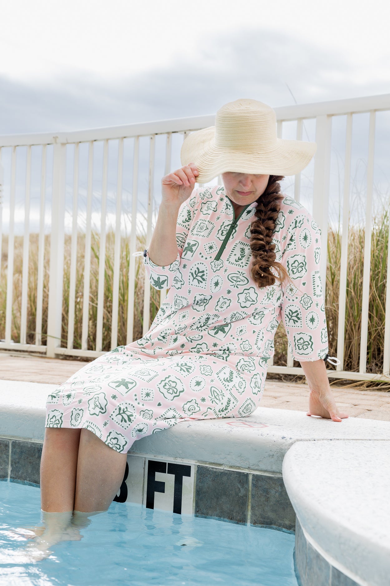 Model wearing Nuggles® Libby Athleisure  Dress in Cottage Cutie