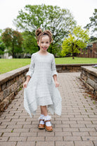 modest 3/4 ruffle sleeve and bottom ruffle mommy and me dresses
