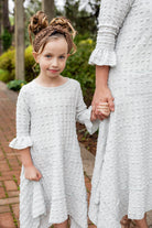 modest 3/4 ruffle sleeve and bottom ruffle mommy and me dresses