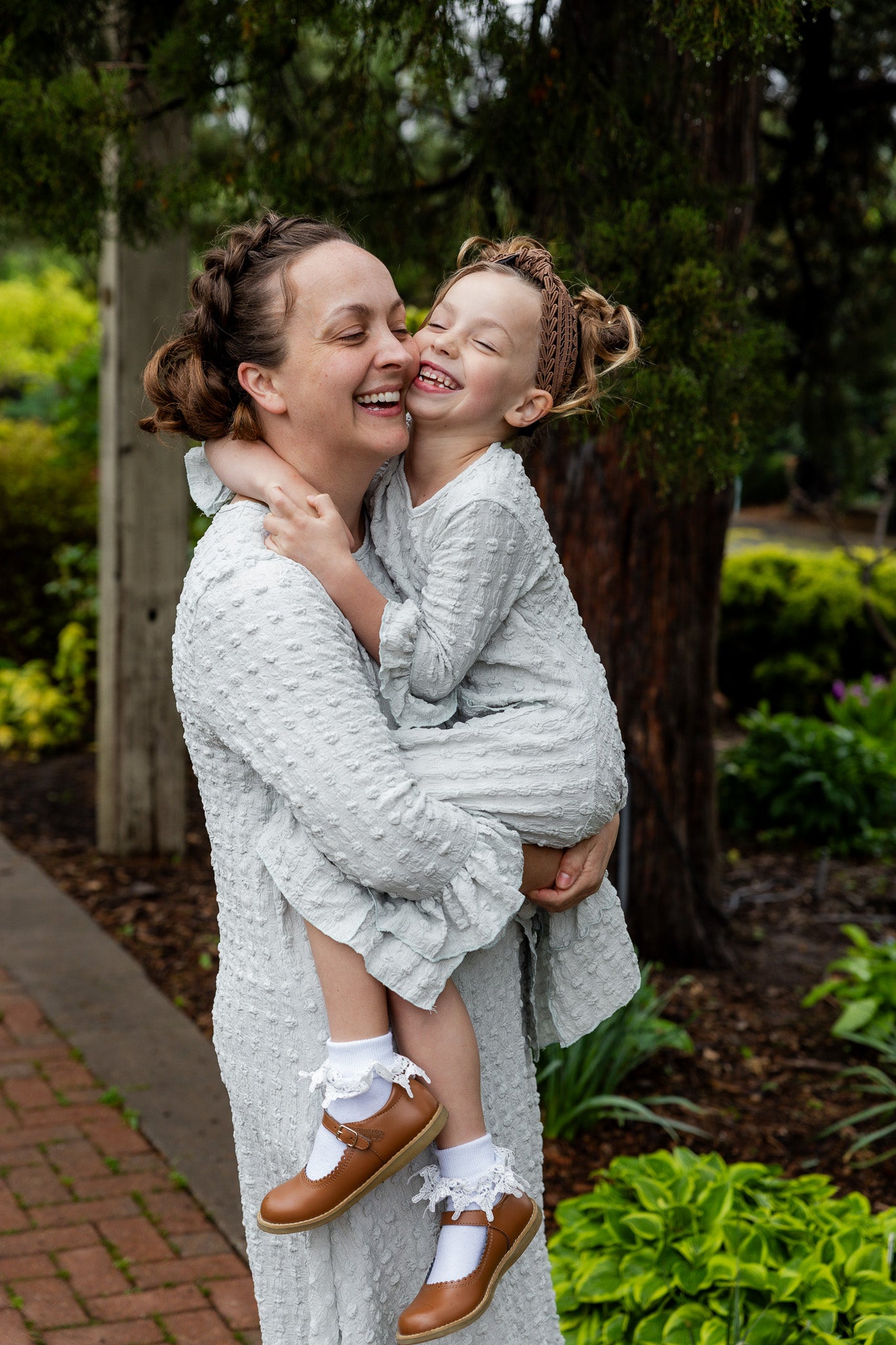 modest 3/4 ruffle sleeve and bottom ruffle mommy and me dresses