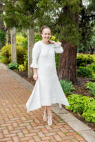 modest 3/4 ruffle sleeve and bottom ruffle mommy and me dresses