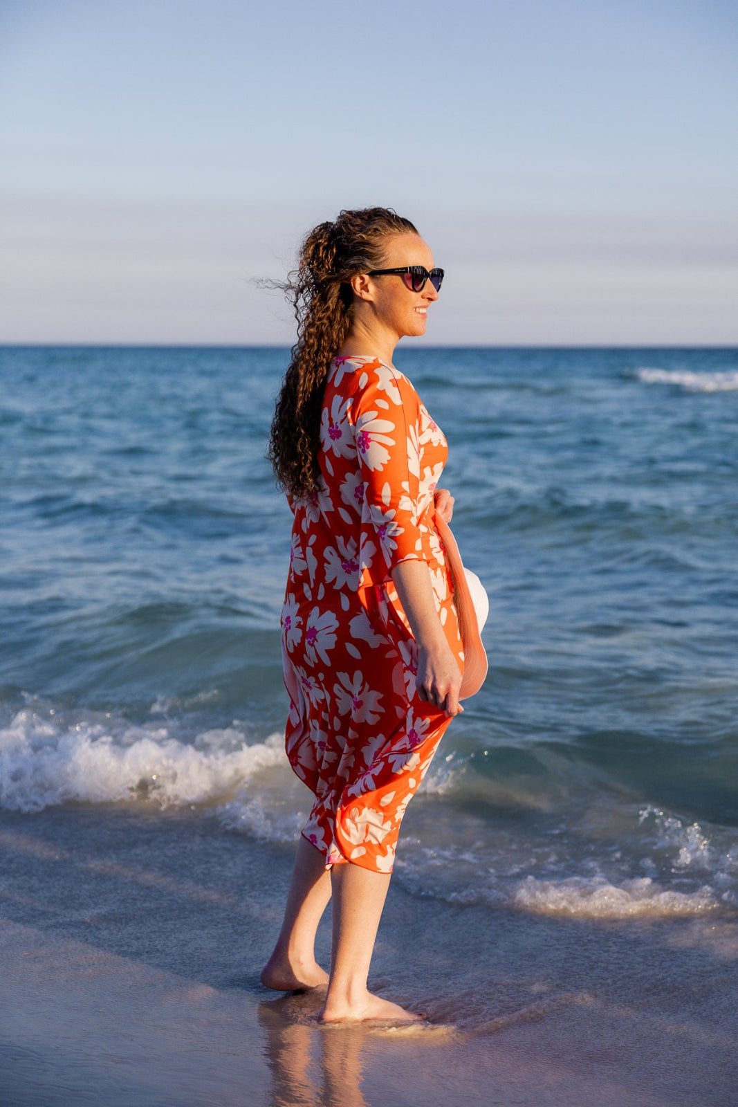 Carlie Swim Dress in Sunset Hibiscus nuggles-clothing