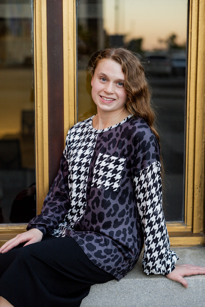 modest long sleeve top pretty prints