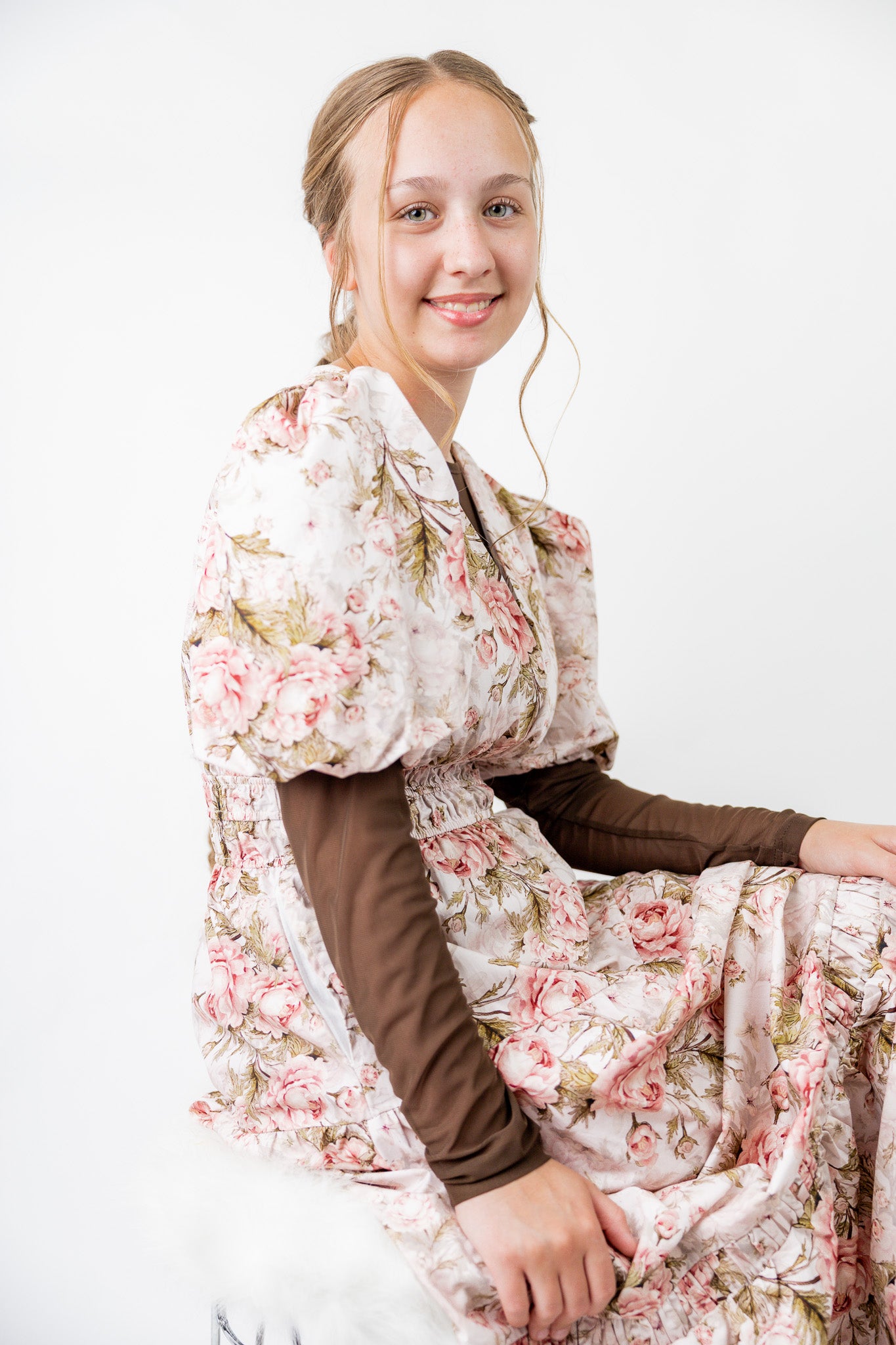 Mesh layering top for girls and women by Nuggles®, modest long sleeve underlayer.