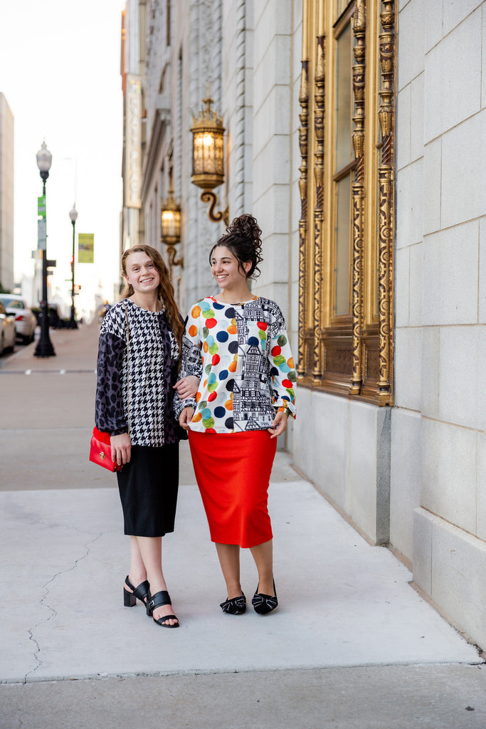 modest long sleeve top pretty prints