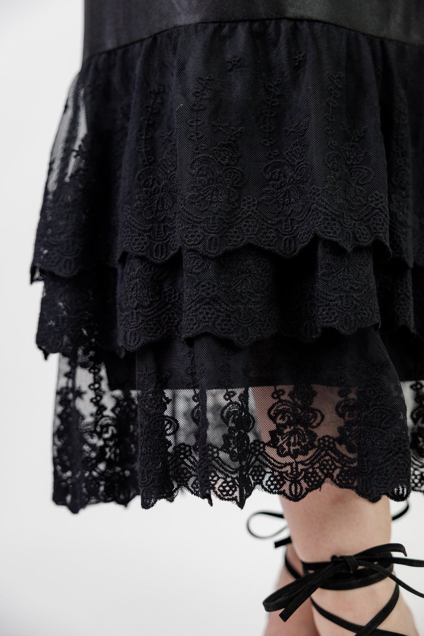 Nuggles® Lace Layering Slip with triple lace ruffle hem – modest slip for women