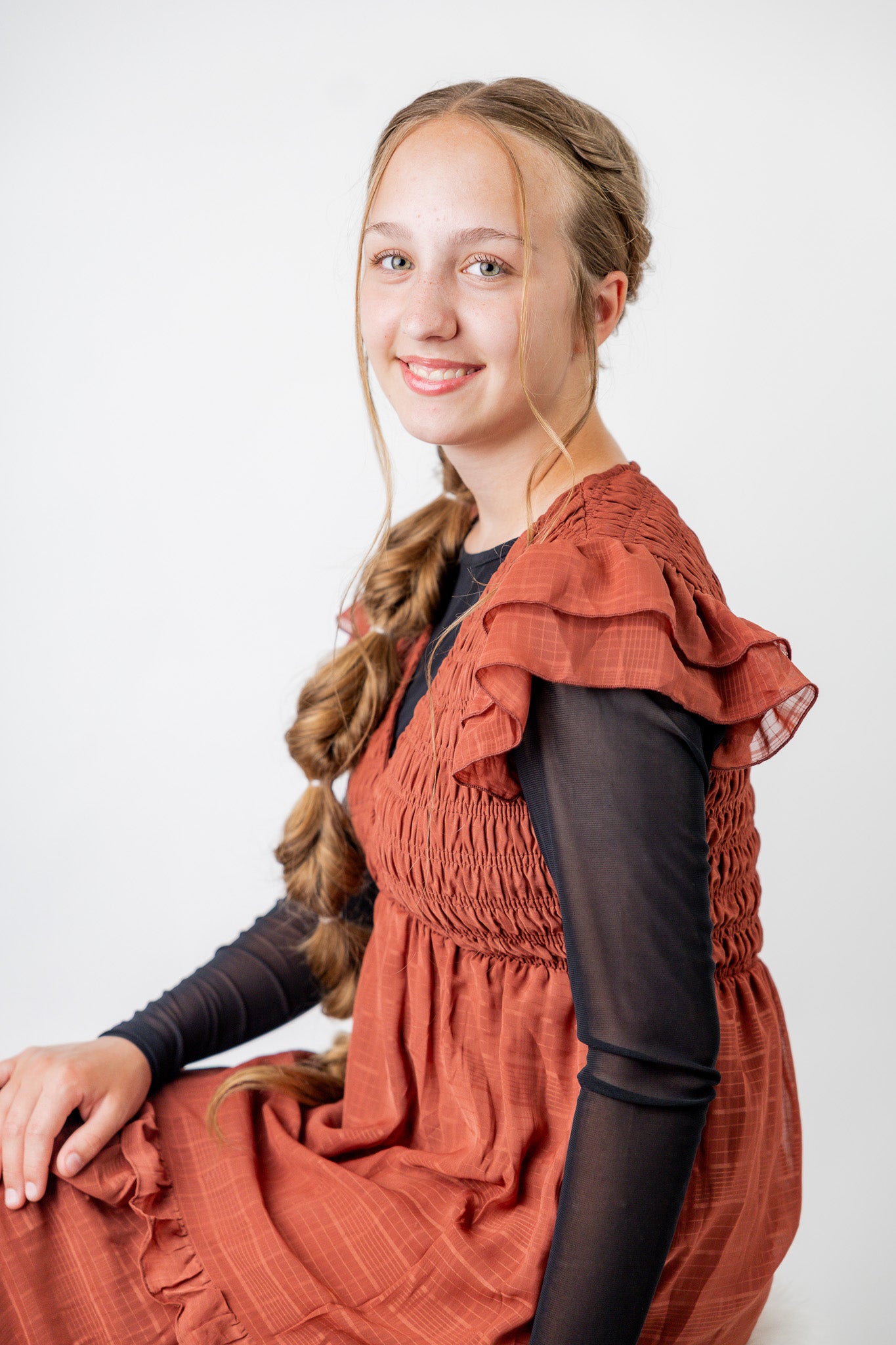 Mesh layering top for girls and women by Nuggles®, modest long sleeve underlayer.