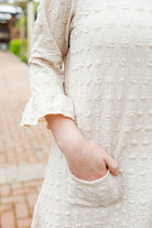 modest 3/4 ruffle sleeve and bottom ruffle mommy and me dresses