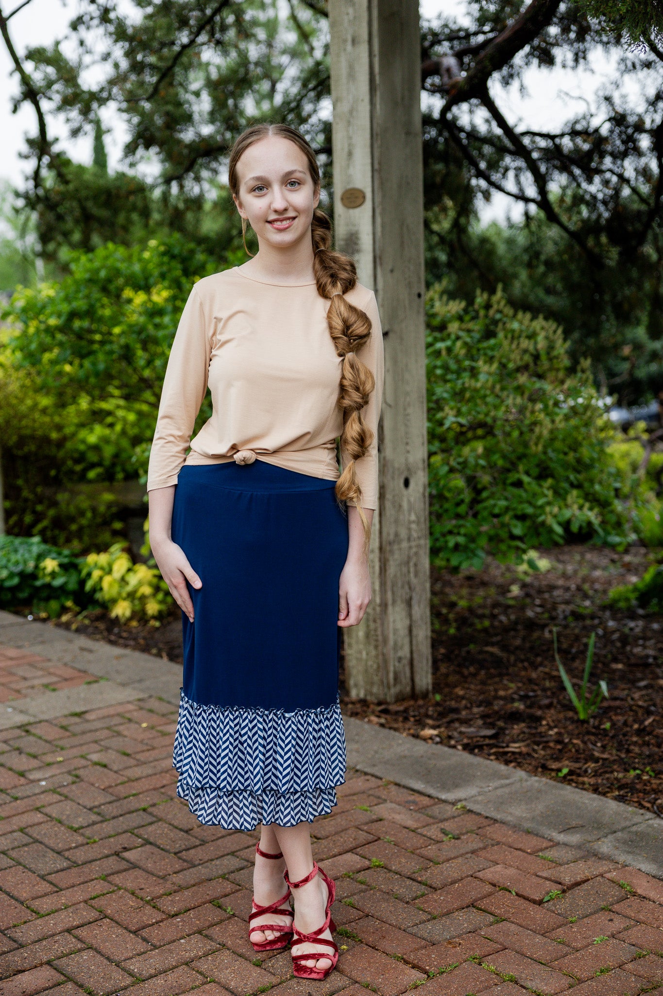 ruffle layering slip in girls and ladies in 27" solid with pretty prints