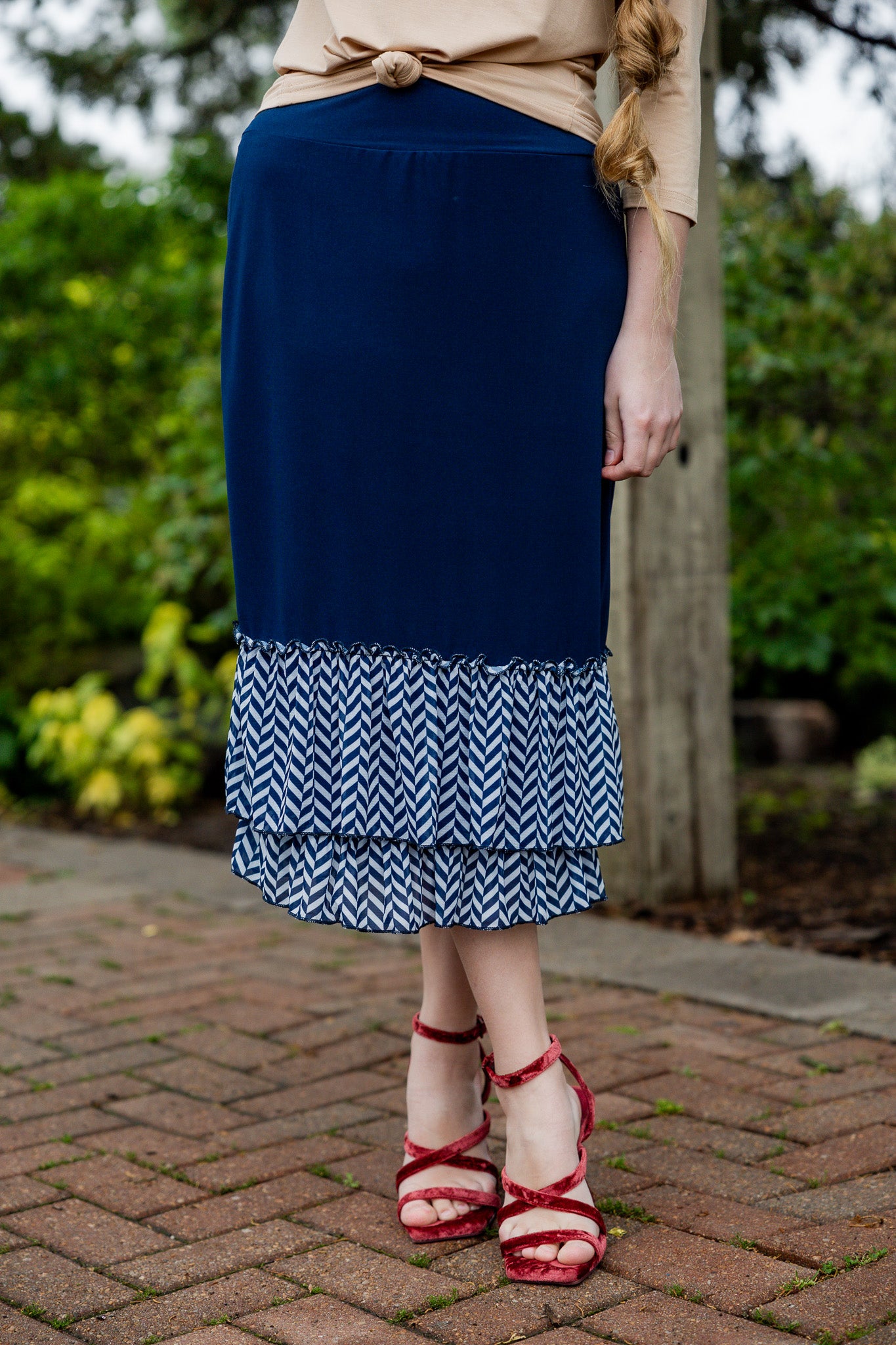 ruffle layering slip in girls and ladies in 27" solid with pretty prints