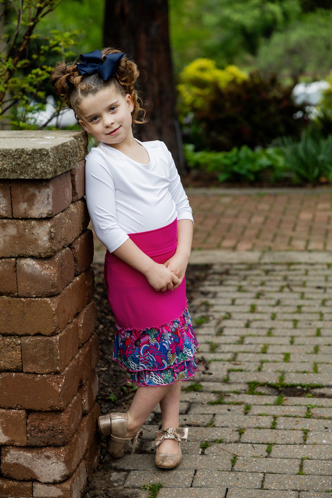 Modest girls’ ruffle slip with wide no-elastic waistband, perfect for layering under dresses and skirts.