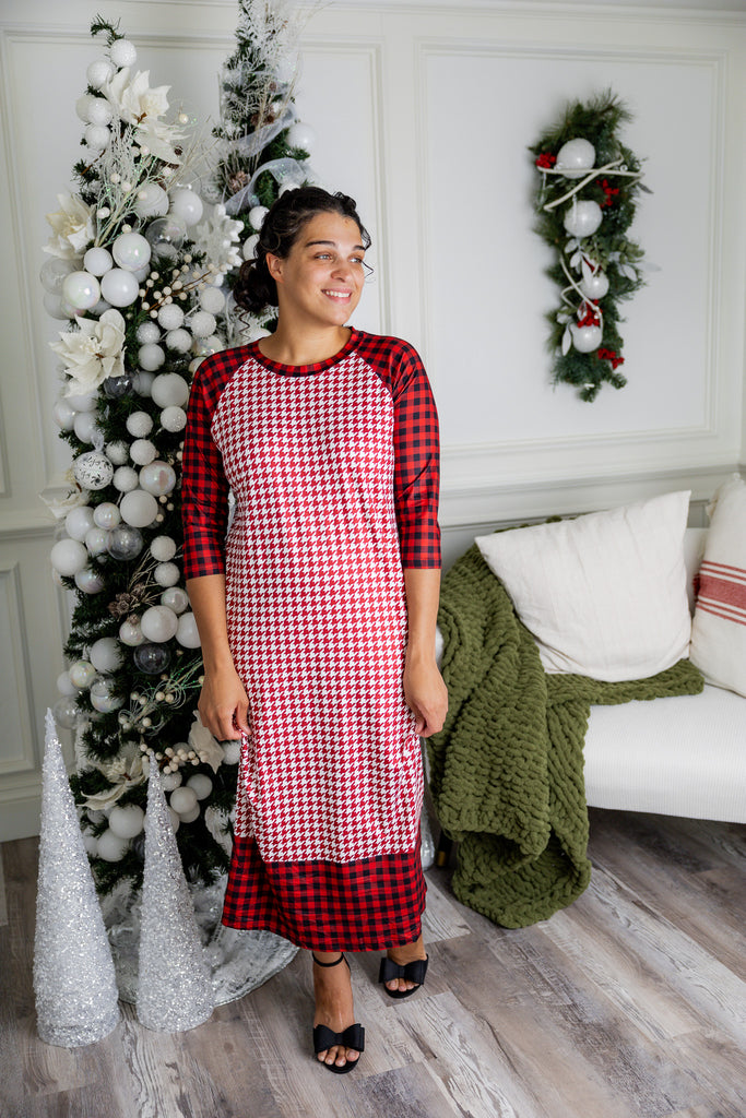 modest 3/4 sleeve long dress pretty prints