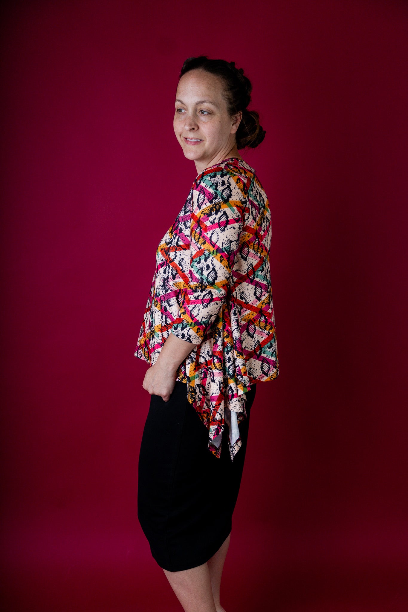  modest new norie top with pretty prints flowy