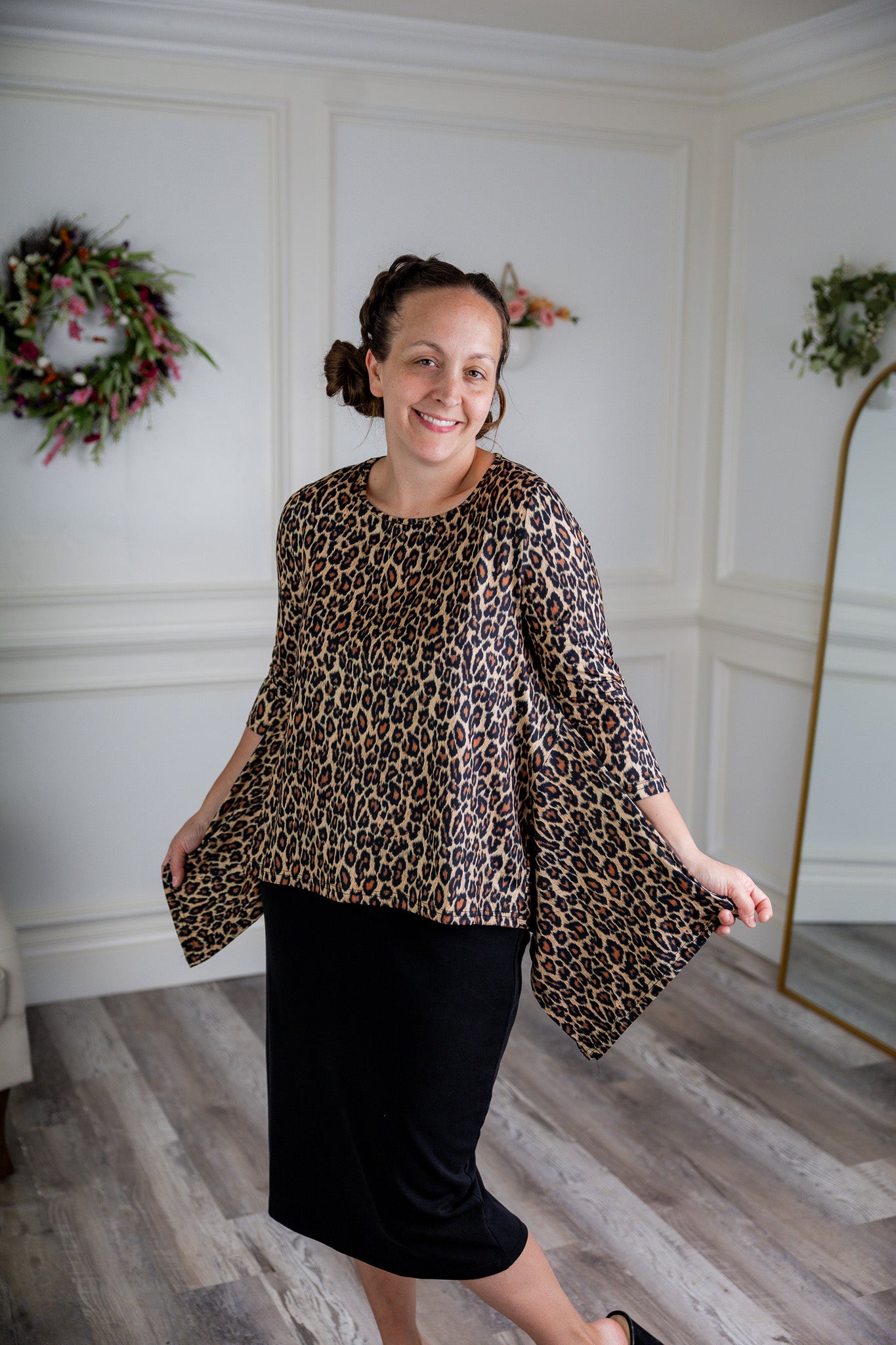  modest new norie top with pretty prints flowy