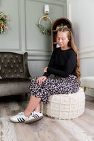 Model wearing Nuggles®31" Drawstring Skirt in Chic Leopard