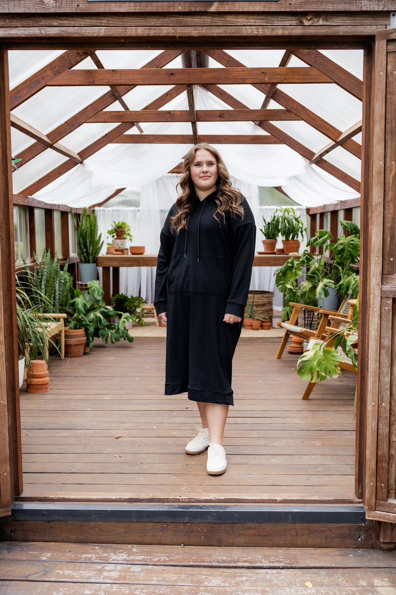 Modest hoodie dress by Nuggles®, soft and comfortable sweatshirt-style dress