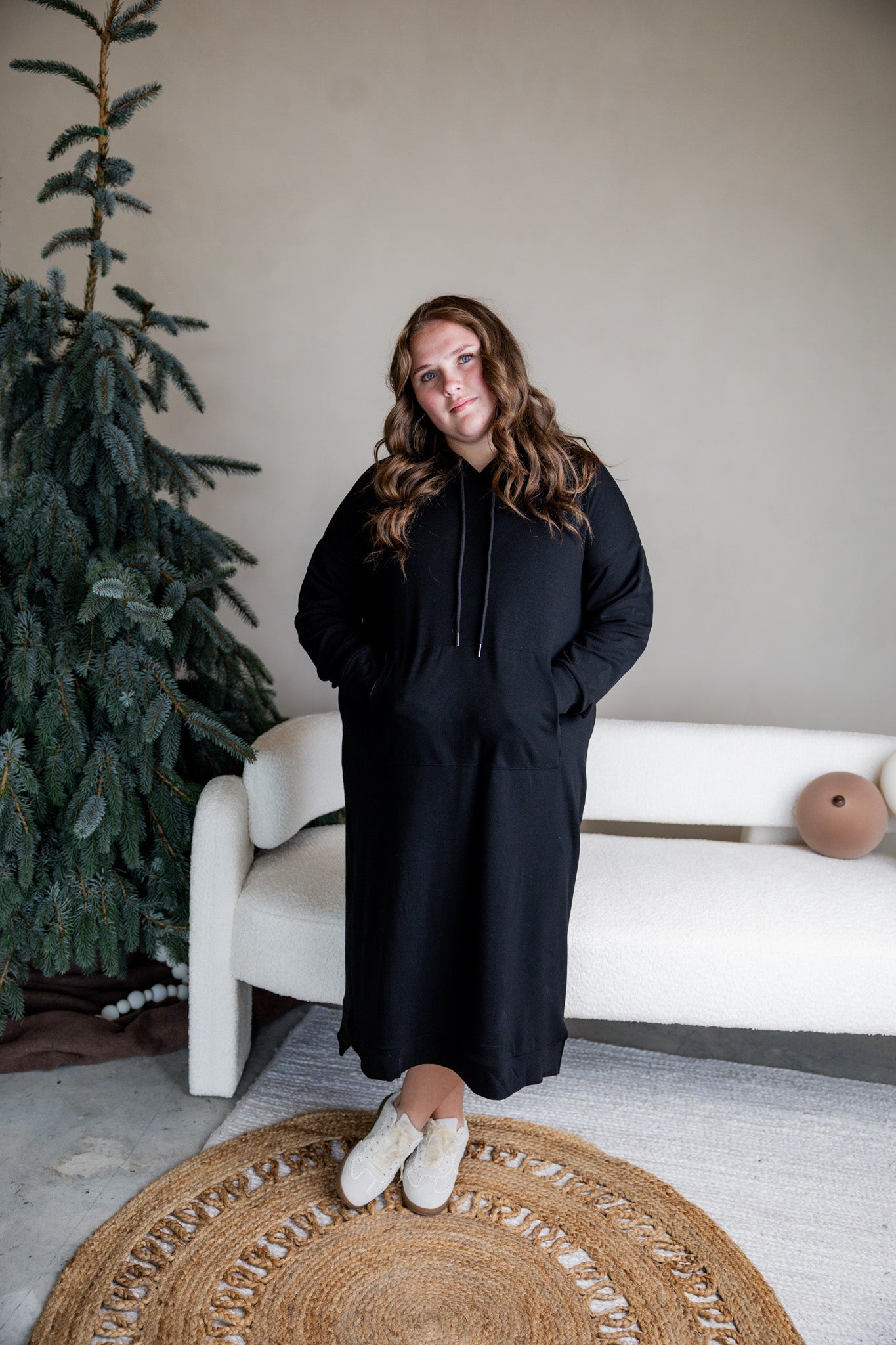 Modest hoodie dress by Nuggles®, soft and comfortable sweatshirt-style dress