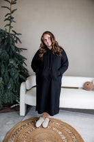 Modest hoodie dress by Nuggles®, soft and comfortable sweatshirt-style dress