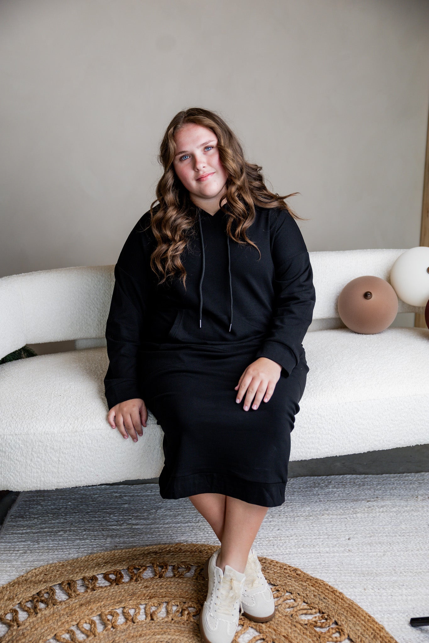 Modest hoodie dress by Nuggles®, soft and comfortable sweatshirt-style dress